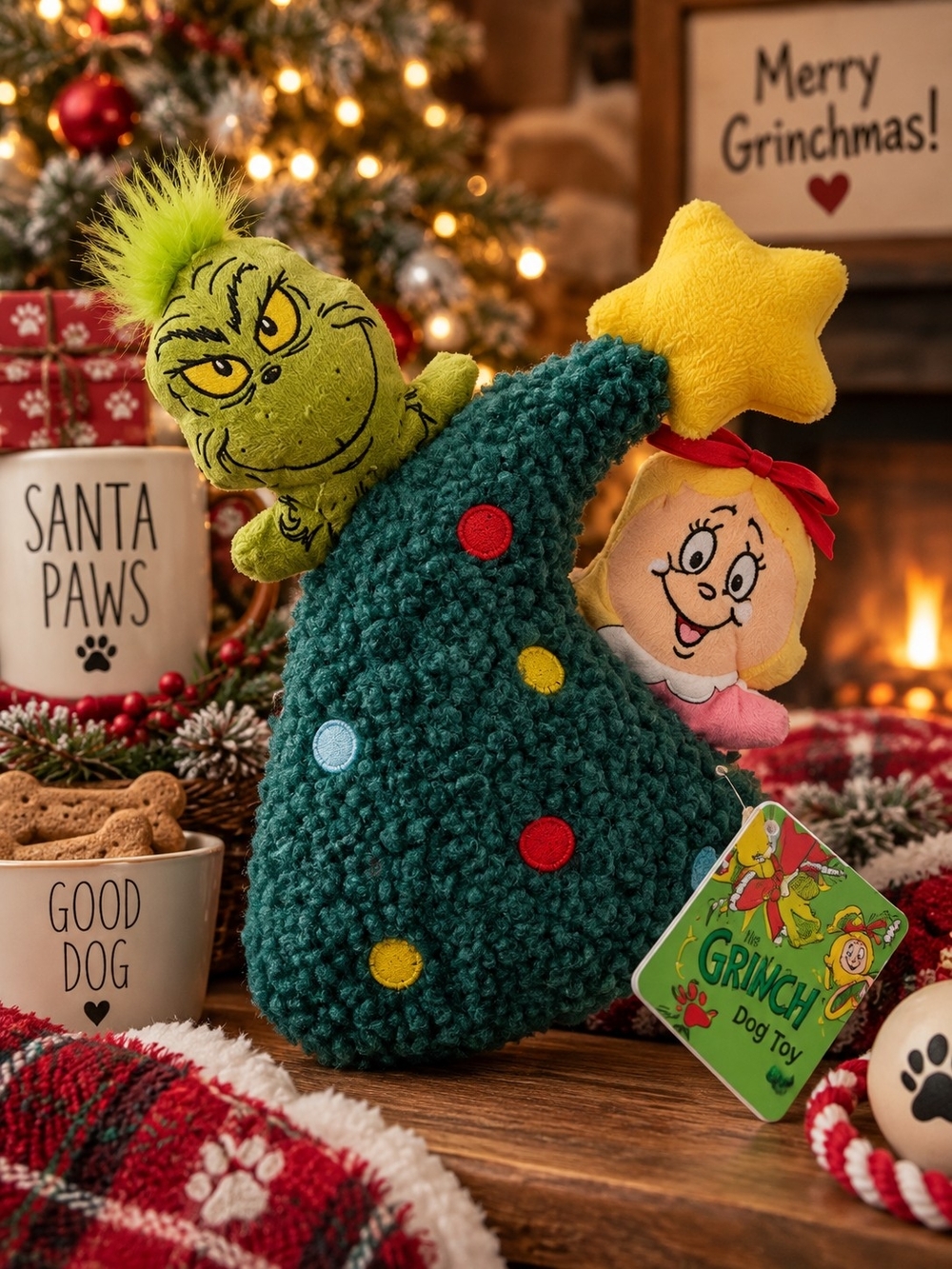 The Grinch Plush Christmas Tree Dog Toy - Green